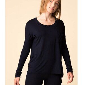 𝅺Maison Du Soir Edith Top M Dark Navy Blue Casual Layering Super Soft Comfort